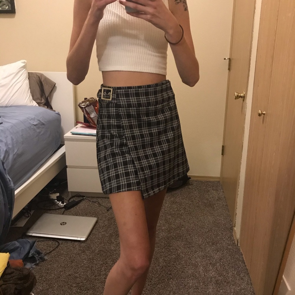 Plaid wrap around skirt